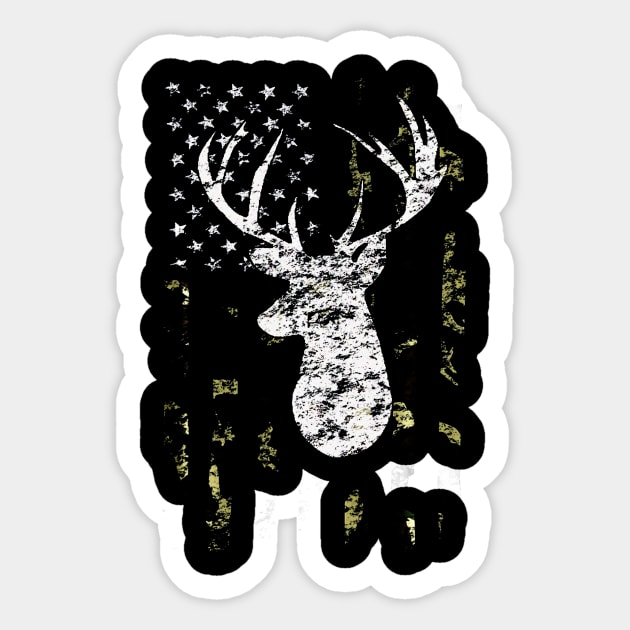 Camouflage American Flag Deer Hunting Sticker by Kiwistore